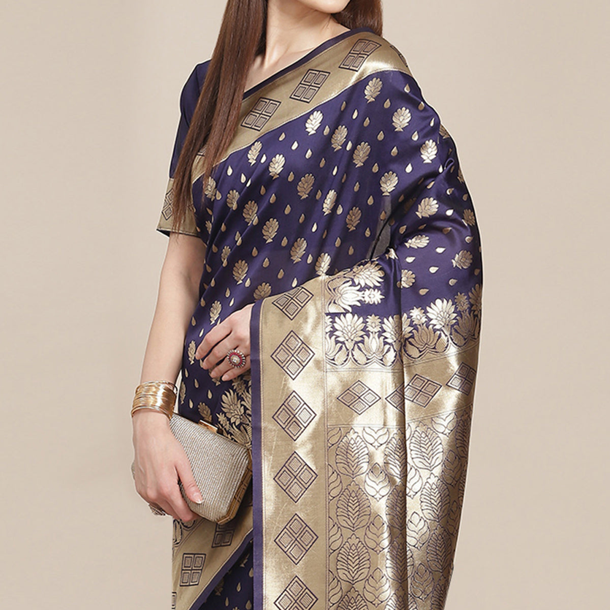 Blue Woven Banarasi Silk Saree