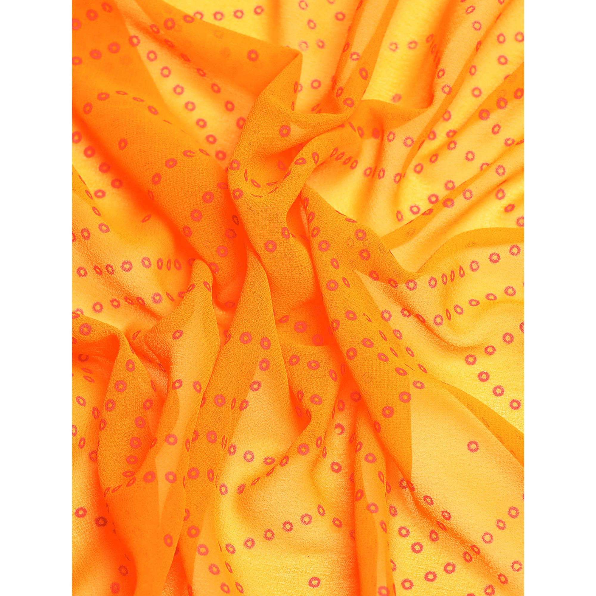 Yellow Foil Printed With Swarovski Georgette Saree