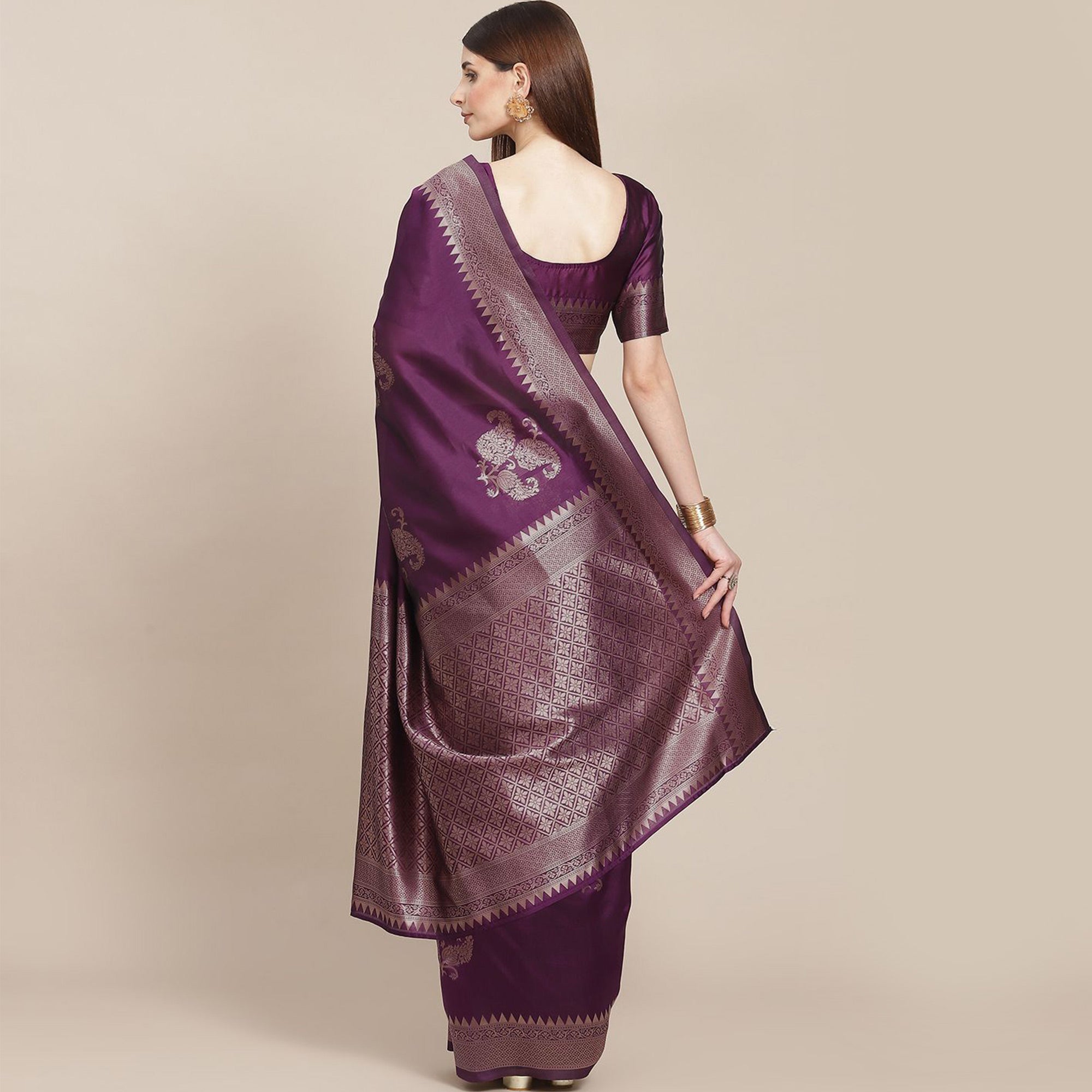 Purple Woven Banarasi Silk Saree