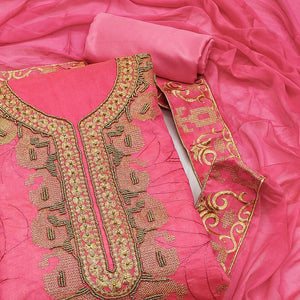 Pink Handwork Embroidered Modal Dress Material