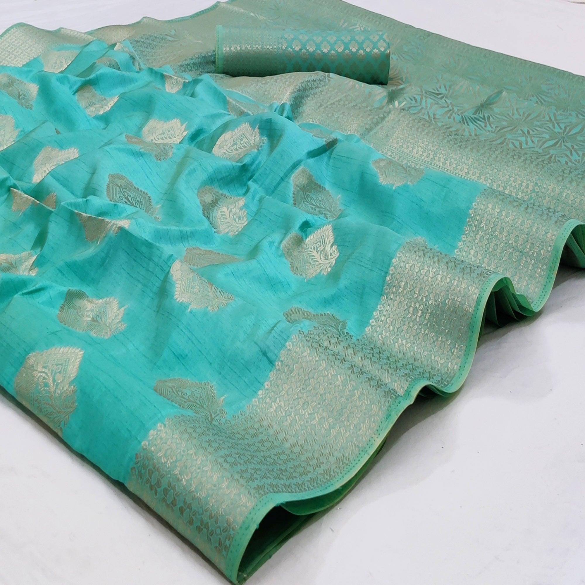 Firoji Festive Wear Woven Art Silk Saree - Peachmode