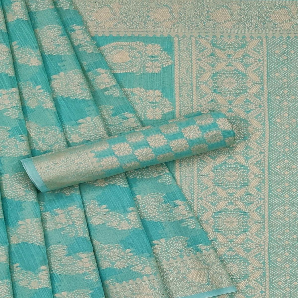 Firoji Festive Wear Woven Cotton Saree - Peachmode
