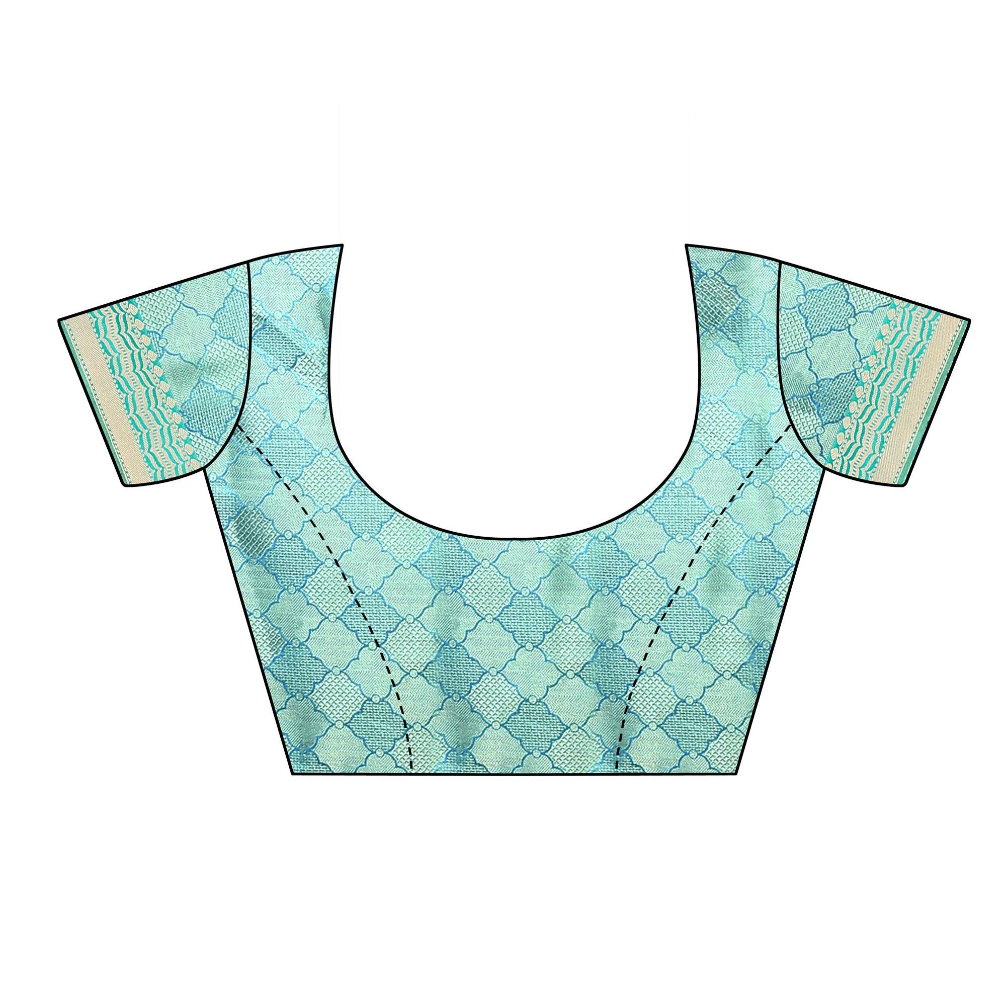 Firozi Festive Wear Woven Art Silk Saree - Peachmode