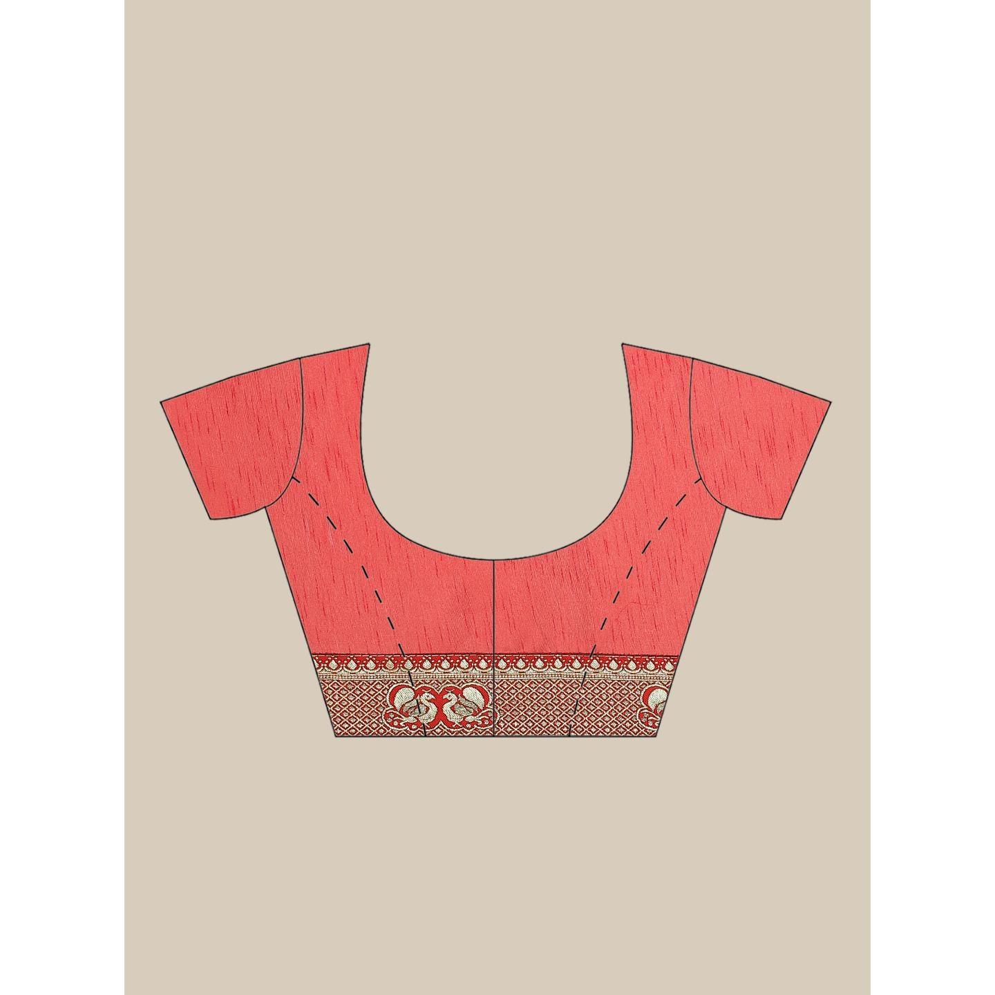 Flamboyant Brown Colored Festive Woven Silk Blend Saree - Peachmode
