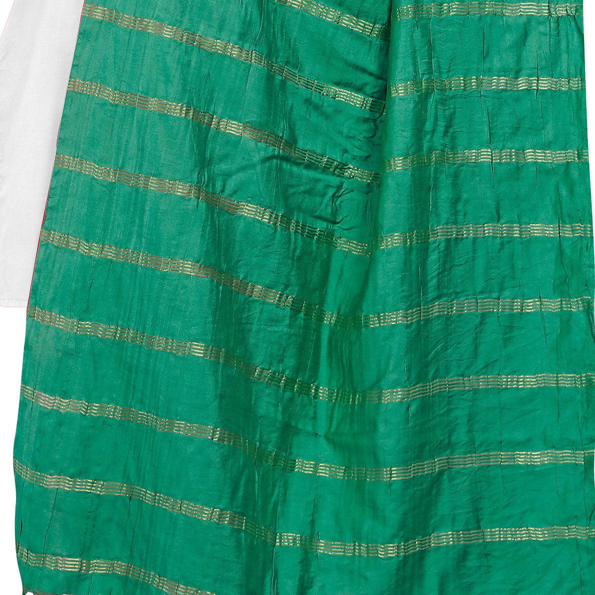 Flamboyant Green Colored Festive Wear Cotton Dupatta - Peachmode