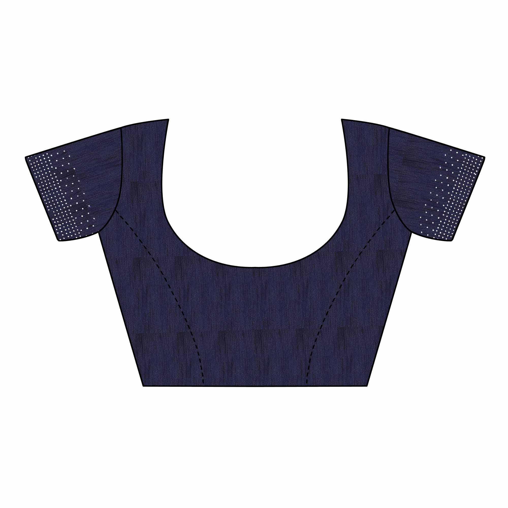 Flamboyant Navy Blue Colored Partywear Stone Work Sana Silk Saree - Peachmode