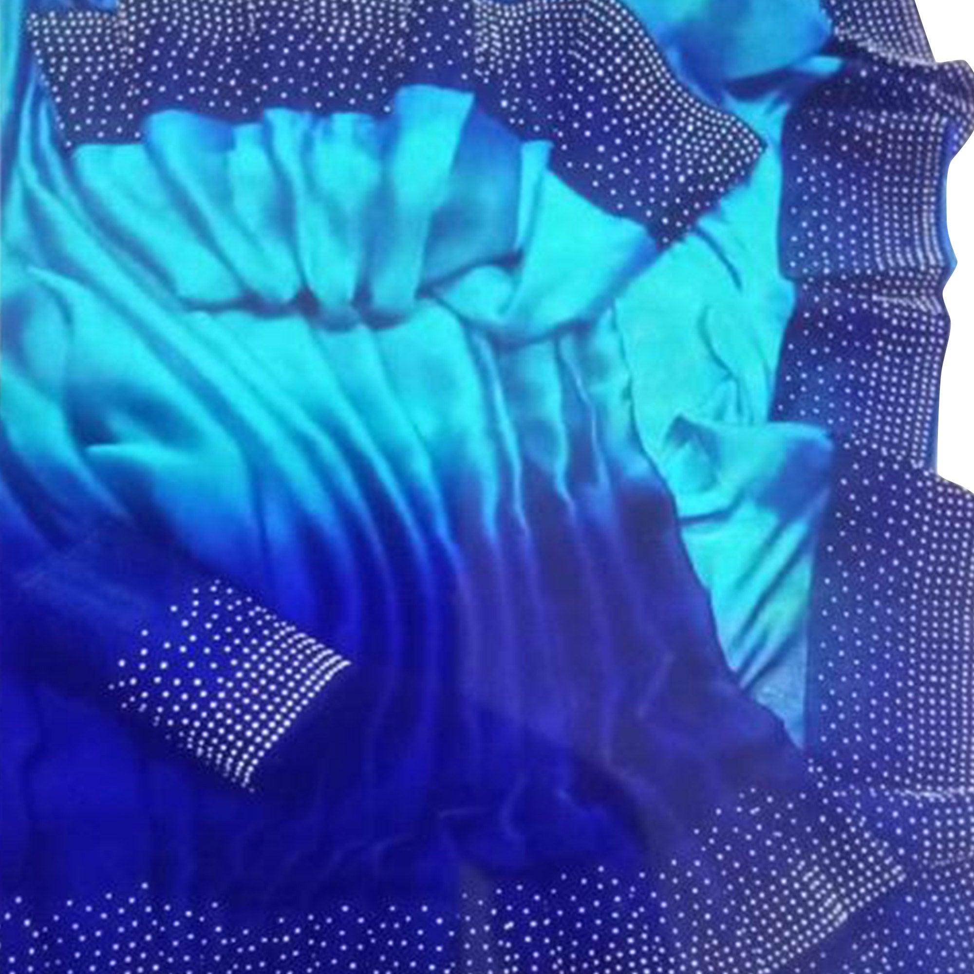 Flamboyant Navy Blue Colored Partywear Stone Work Sana Silk Saree - Peachmode