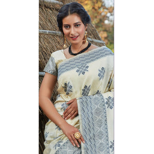 Flamboyant Offwhite Colored Festive Wear Woven Banarasi Silk Saree - Peachmode