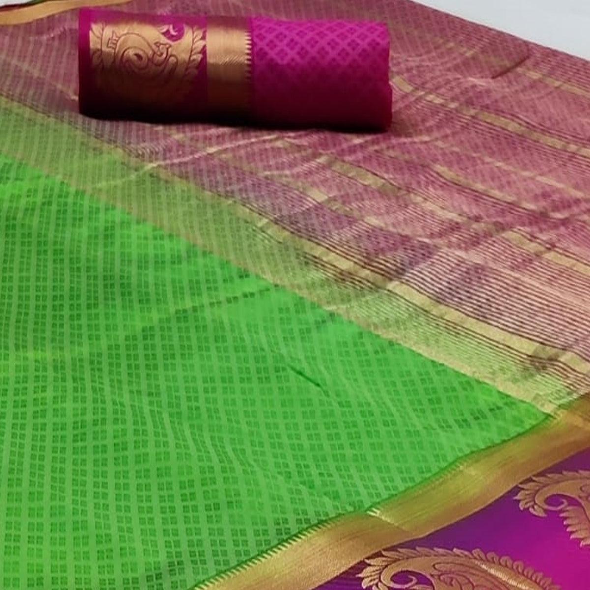 Flattering Green Coloured Festive Wear Woven Art Silk Saree - Peachmode