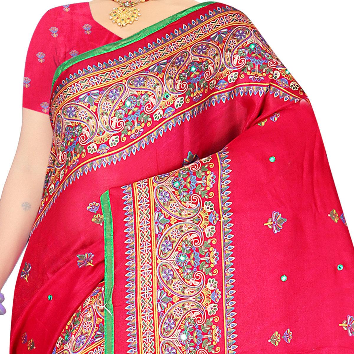 Flattering Pink Coloured Casual Wear Woven Cotton Jute Saree - Peachmode