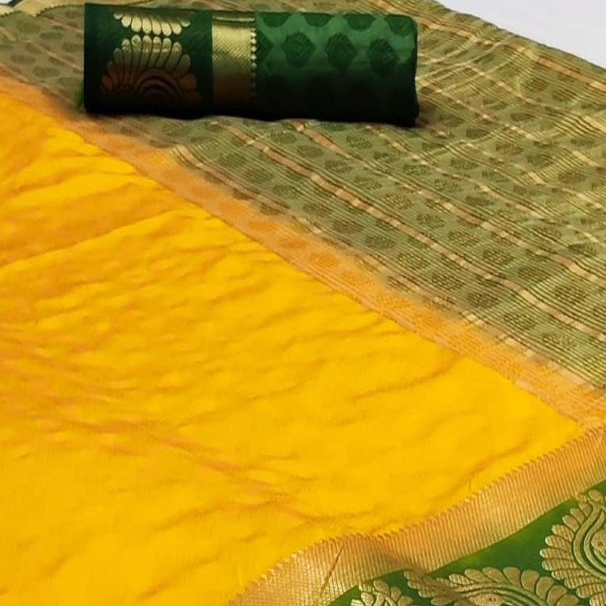 Flattering Yellow Coloured Festive Wear Woven Art Silk Saree - Peachmode