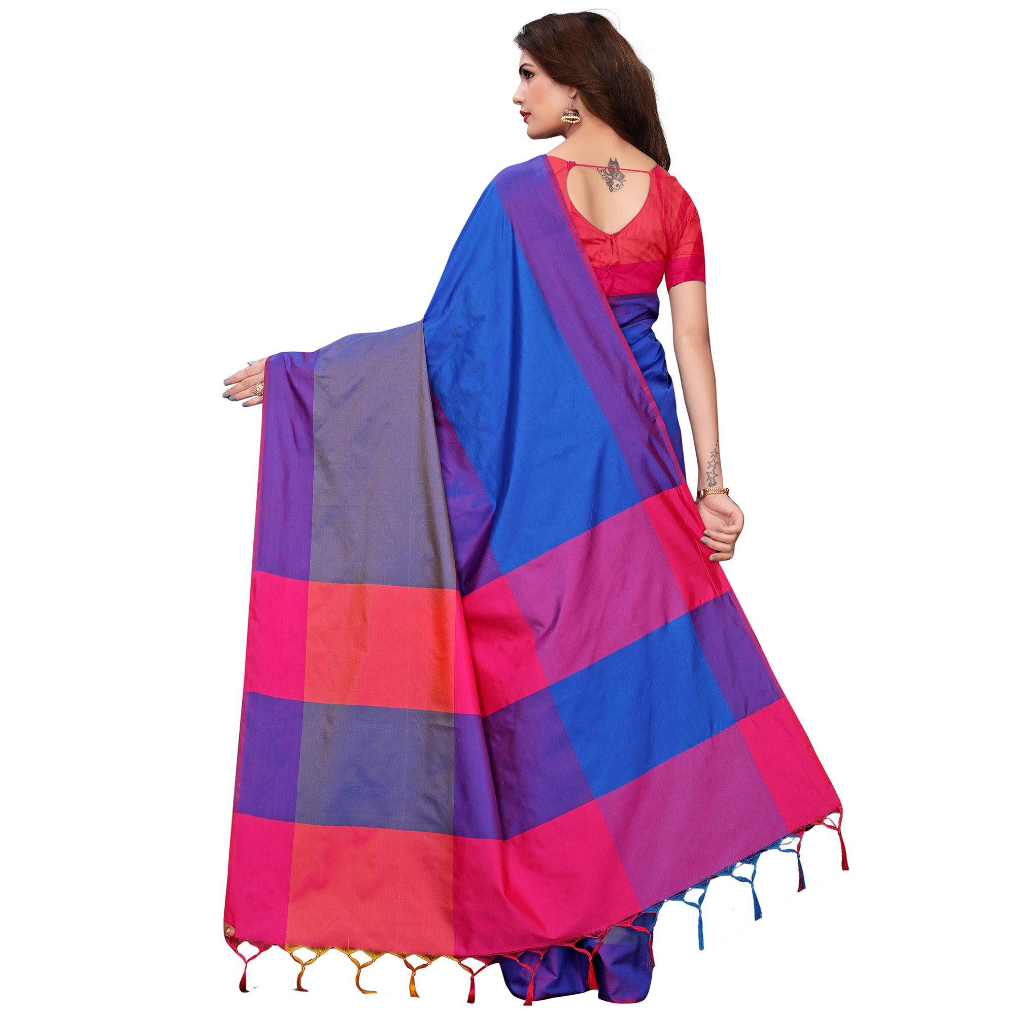 Flaunt Blue Festive Wear Woven Art Silk Saree - Peachmode