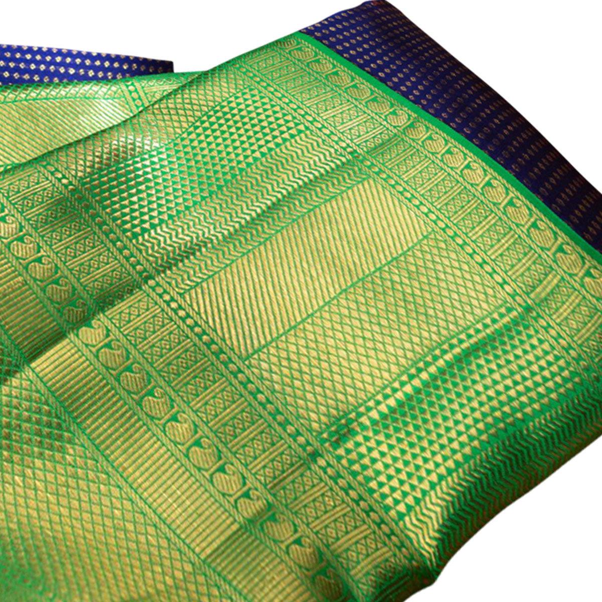 Flaunt Bottle Green Colored Festive Wear Nylon Lichi Silk Saree - Peachmode