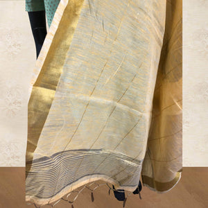 Flaunt Green Colored Partywear Embroidered Cotton Kurti-Bottom Set With Dupatta - Peachmode