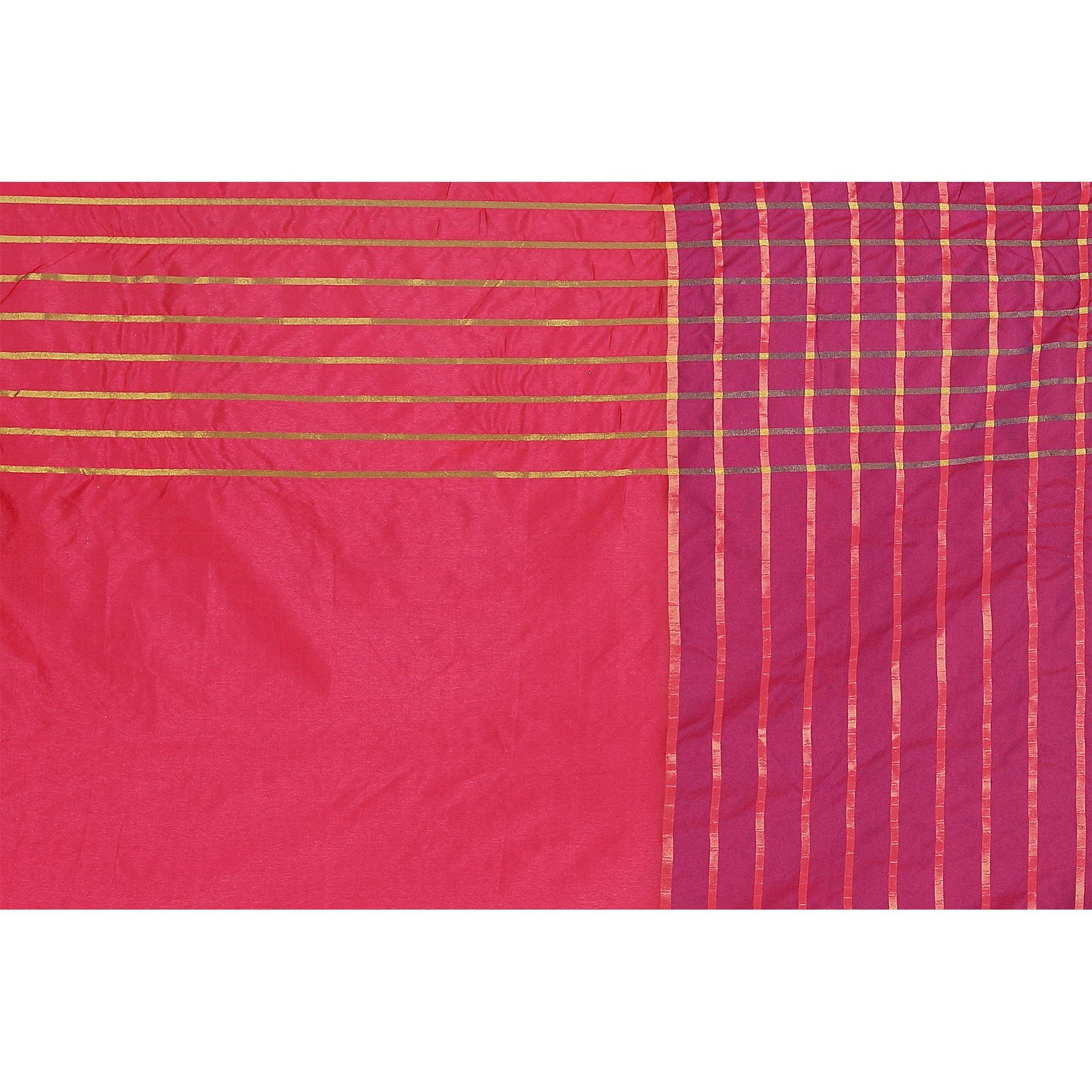 Flaunt Pink Colored Casual Wear Woven Cotton Silk Saree - Peachmode
