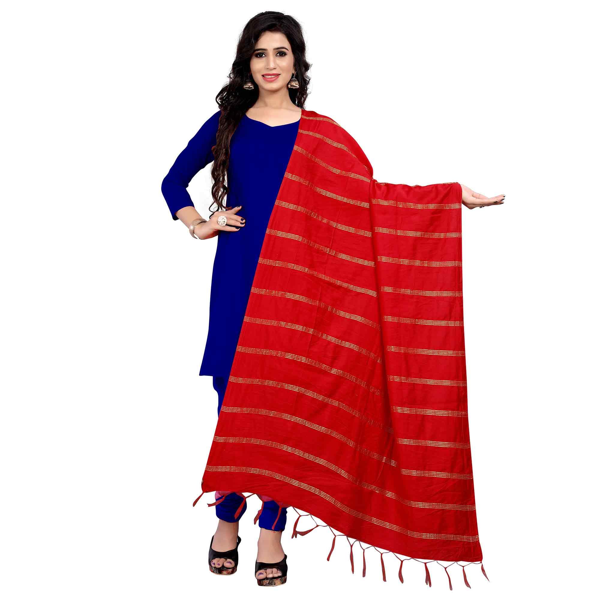 Flaunt Red Colored Festive Wear Cotton Dupatta - Peachmode