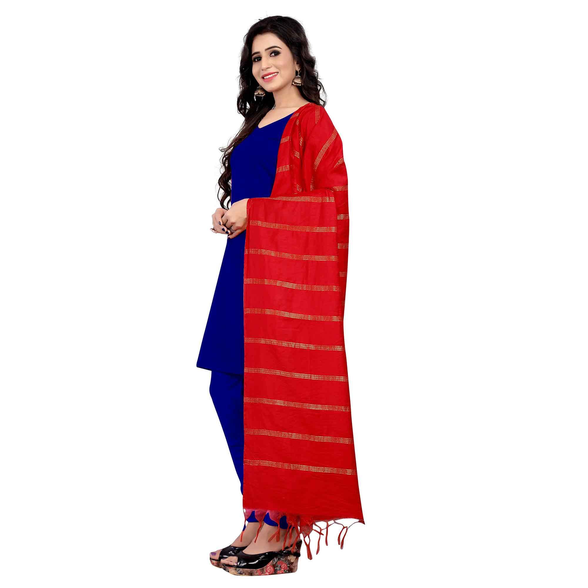 Flaunt Red Colored Festive Wear Cotton Dupatta - Peachmode