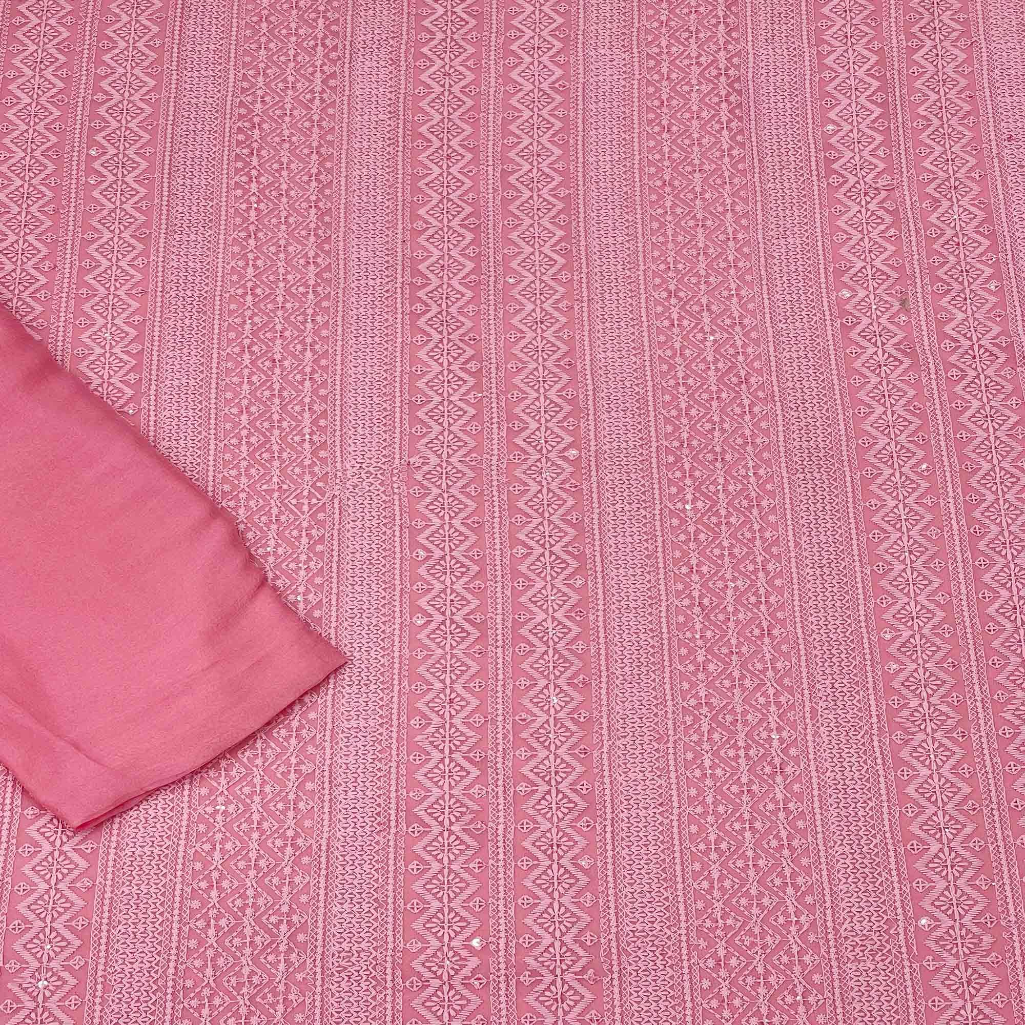 Gajari Festive Wear Heavy Embroidered Georgette Dress Material - Peachmode