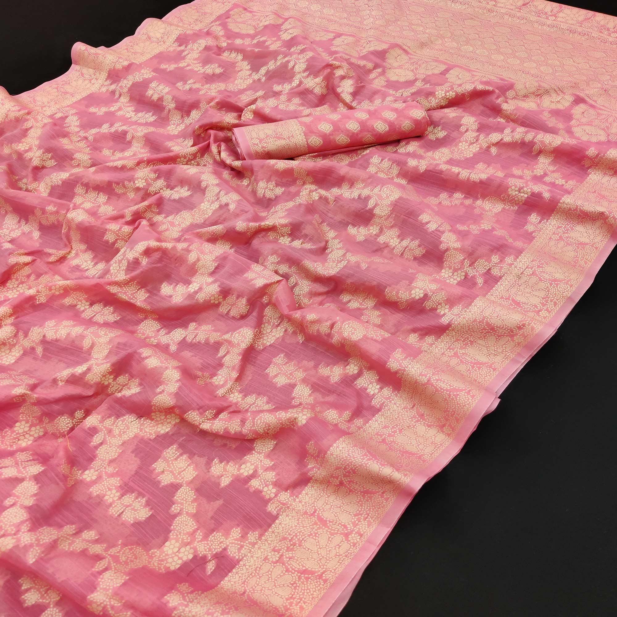 Gajari Festive Wear Woven Cotton Saree - Peachmode