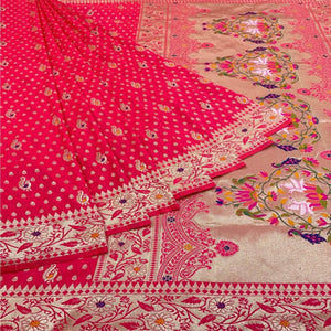 Gajari Pink Zari Woven Art Silk Saree - Peachmode
