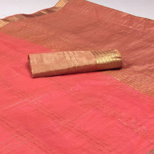 Gajari Woven-Sequins Work Chanderi Saree - Peachmode