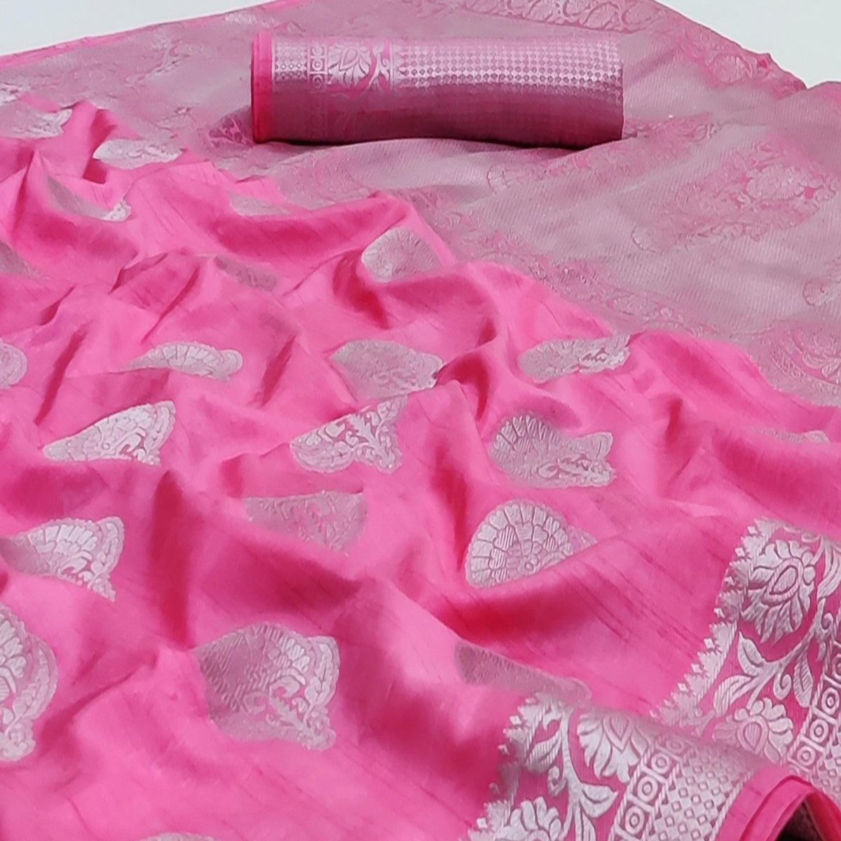 Gajri Pink Festive Wear Woven Art Silk Saree - Peachmode