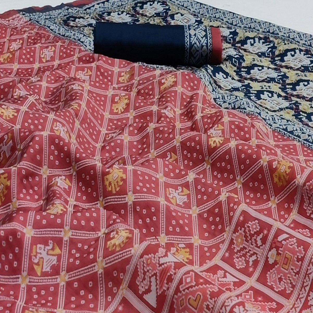 Gajri Pink Festive Wear Woven Soft Silk Patola Saree - Peachmode