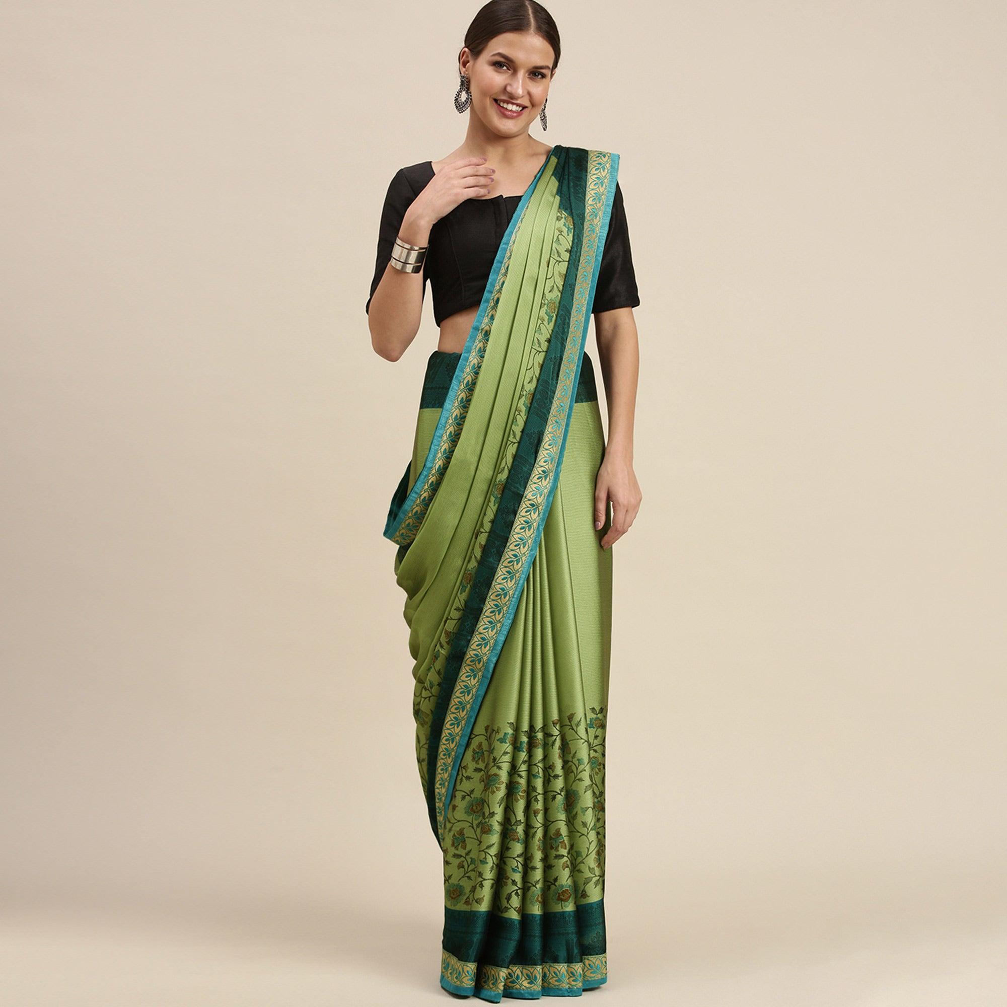Gleaming Olive Green Colored Partywear Printed Rangoli Silk Saree - Peachmode