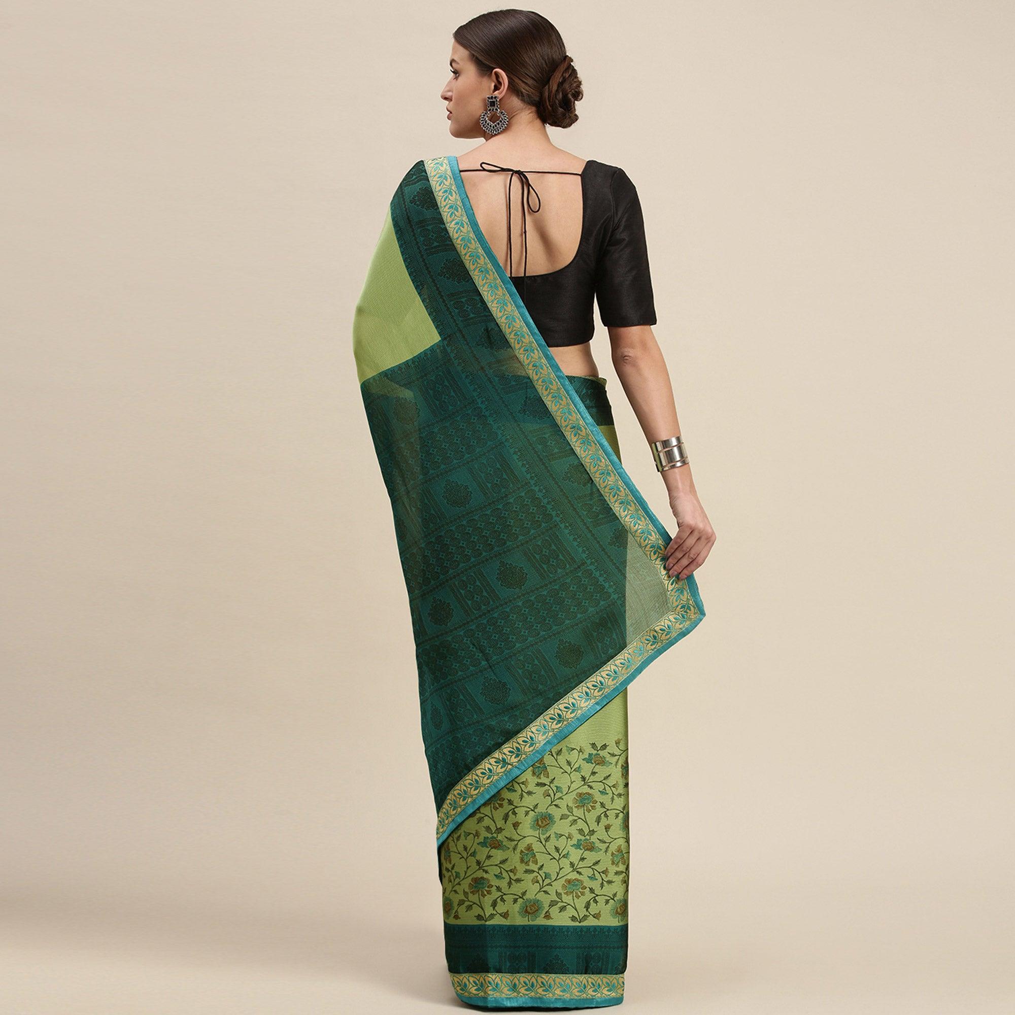 Gleaming Olive Green Colored Partywear Printed Rangoli Silk Saree - Peachmode