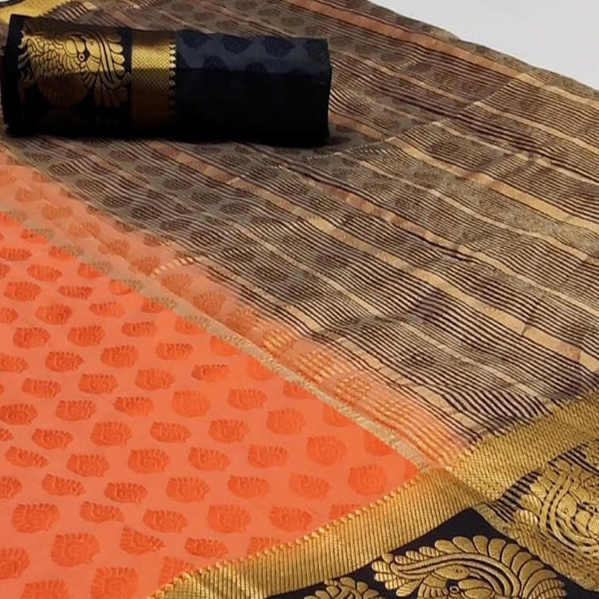 Gleaming Peach Coloured Festive Wear Woven Art Silk Saree - Peachmode