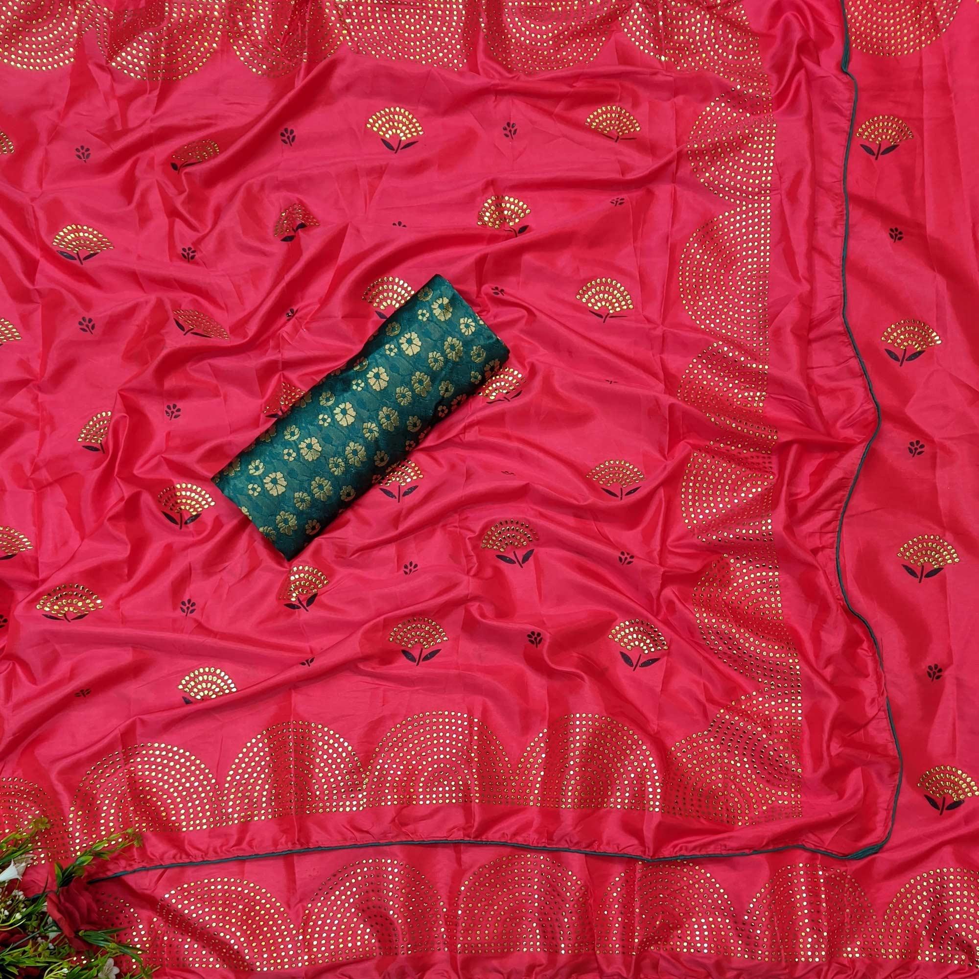 Gleaming Red Colored Festive Wear Woven Two Tone Sana Silk Saree - Peachmode