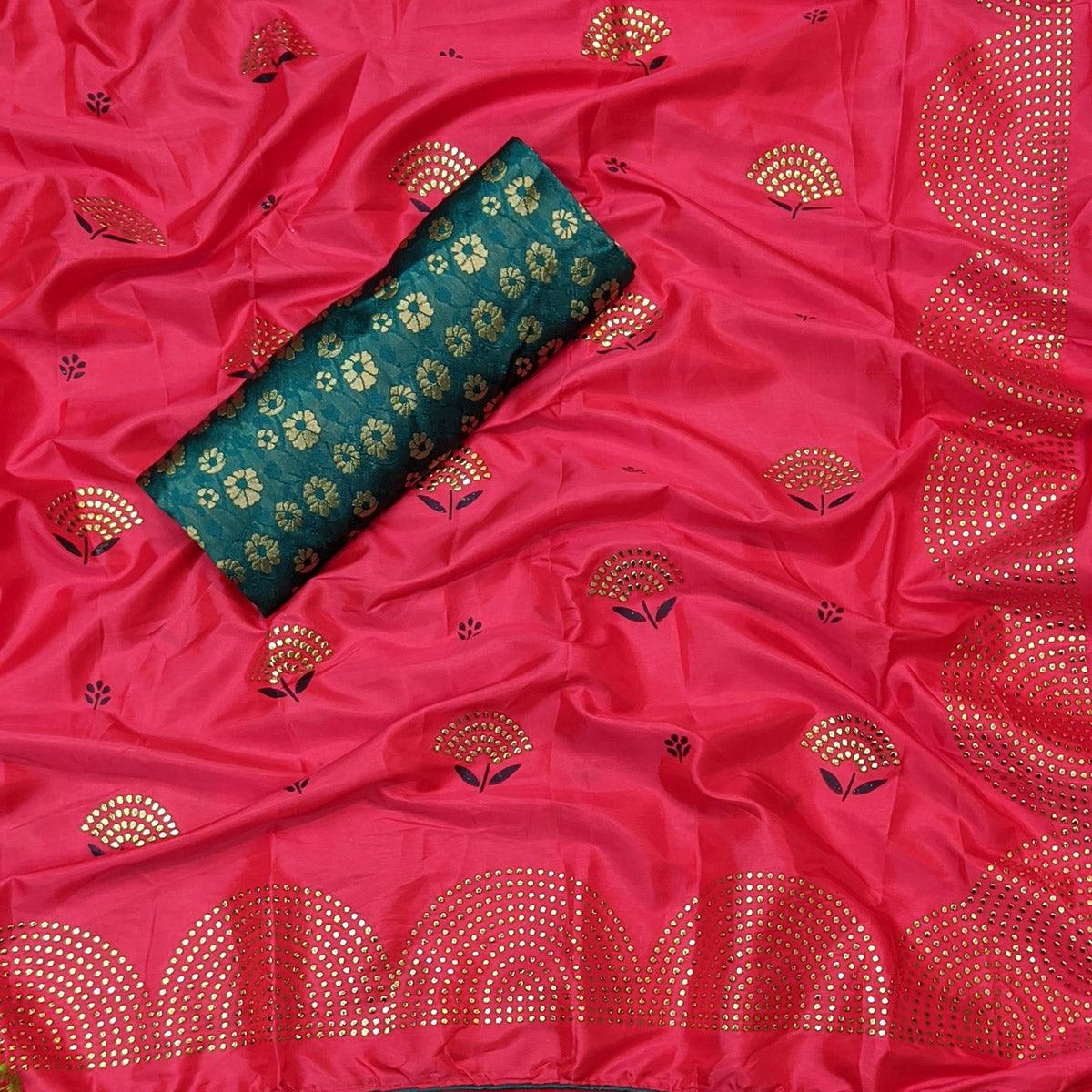 Gleaming Red Colored Festive Wear Woven Two Tone Sana Silk Saree - Peachmode