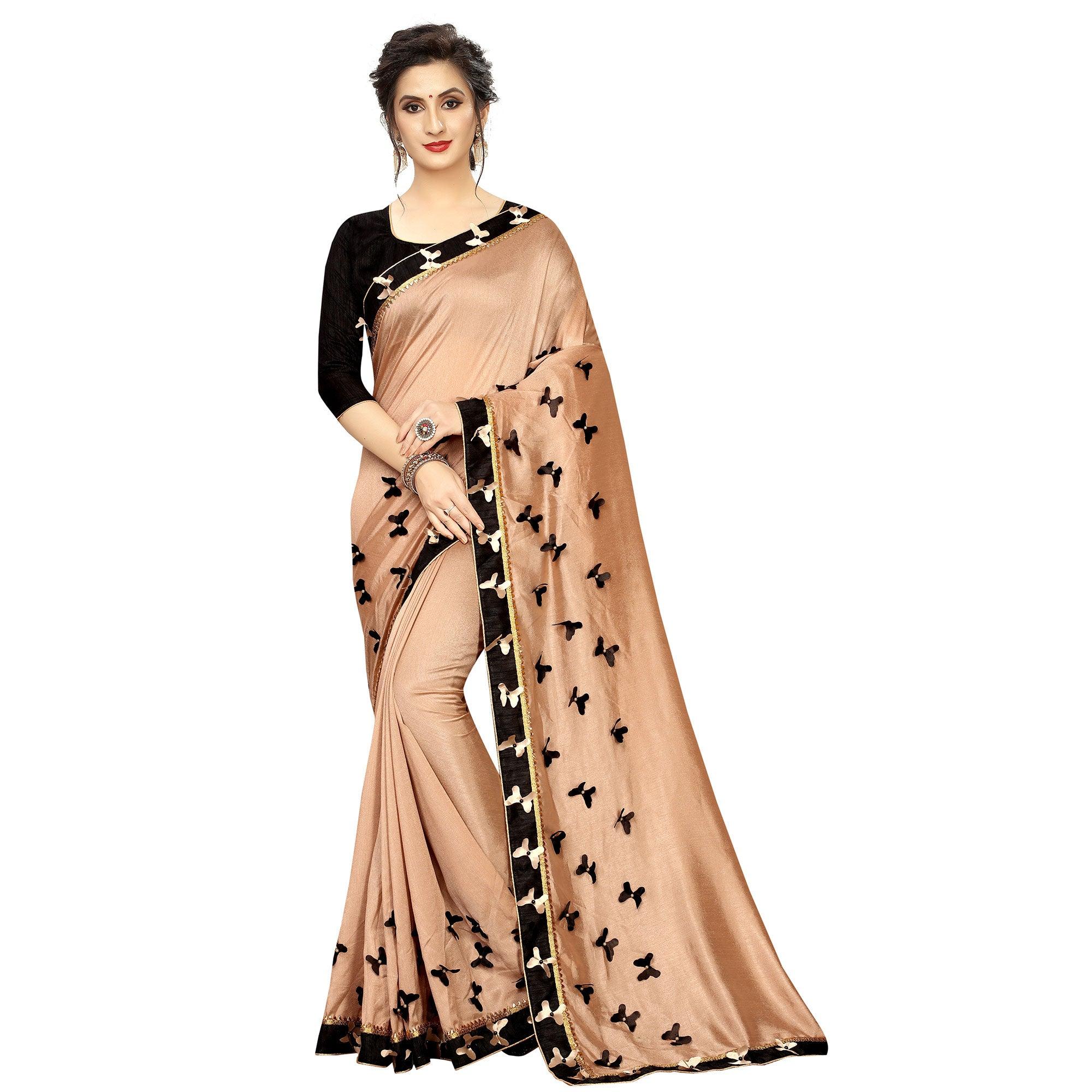 Glorious Brown Colored Partywear Art Silk Saree - Peachmode