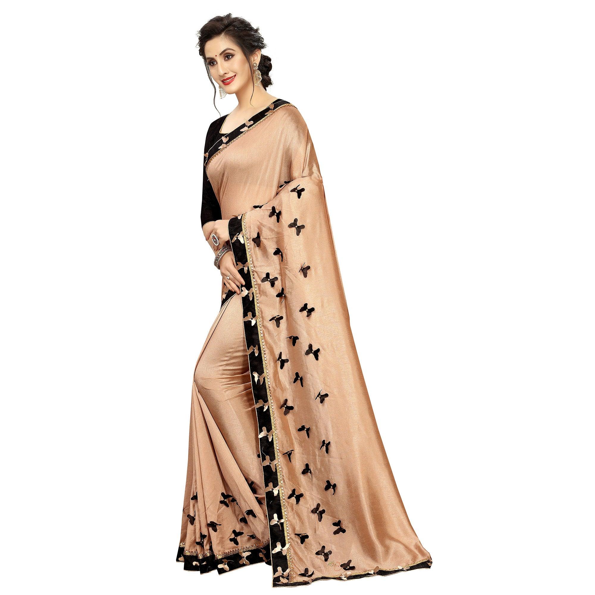 Glorious Brown Colored Partywear Art Silk Saree - Peachmode