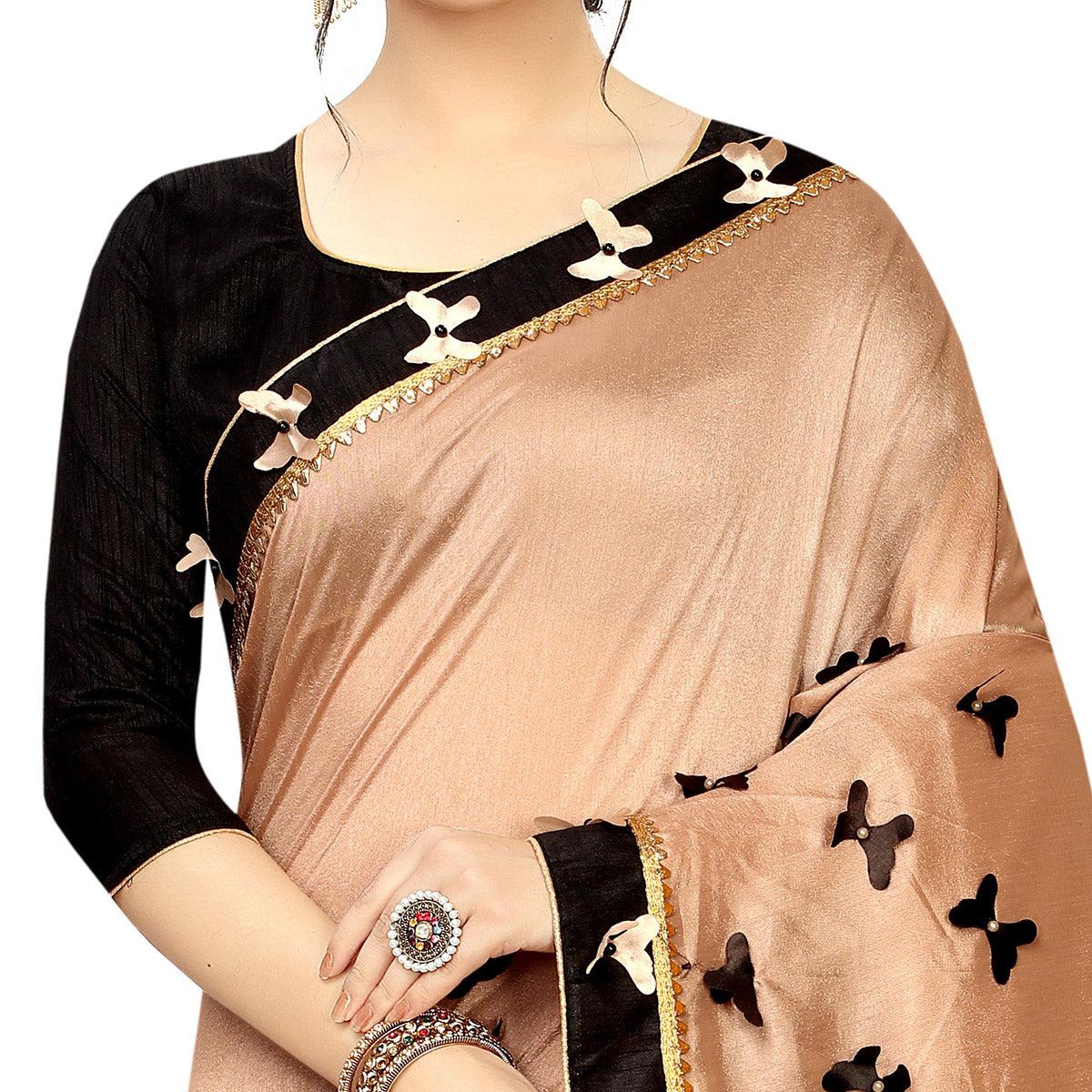 Glorious Brown Colored Partywear Art Silk Saree - Peachmode