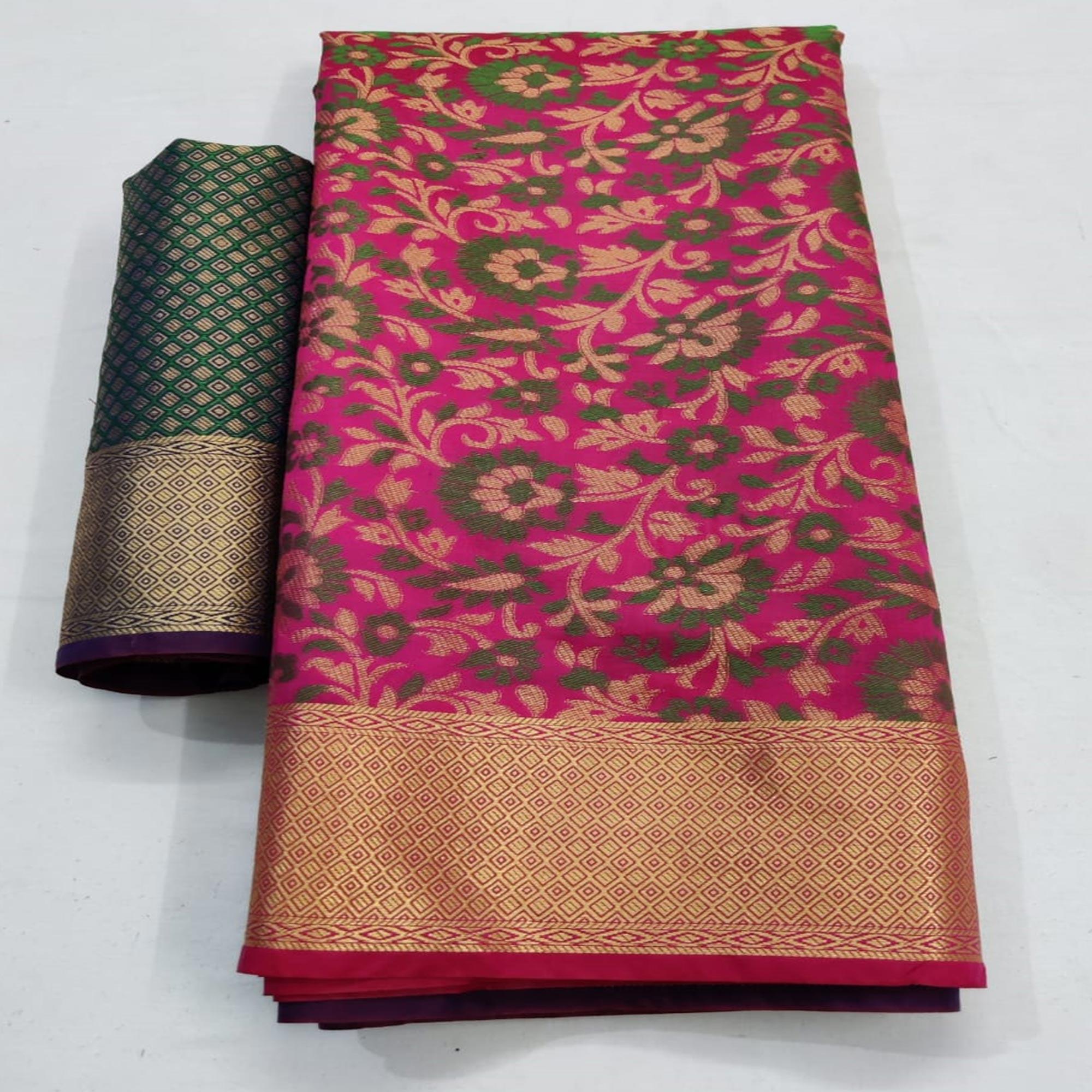 Glorious Dark Pink Colored Festive Wear Woven Patola Silk Saree - Peachmode