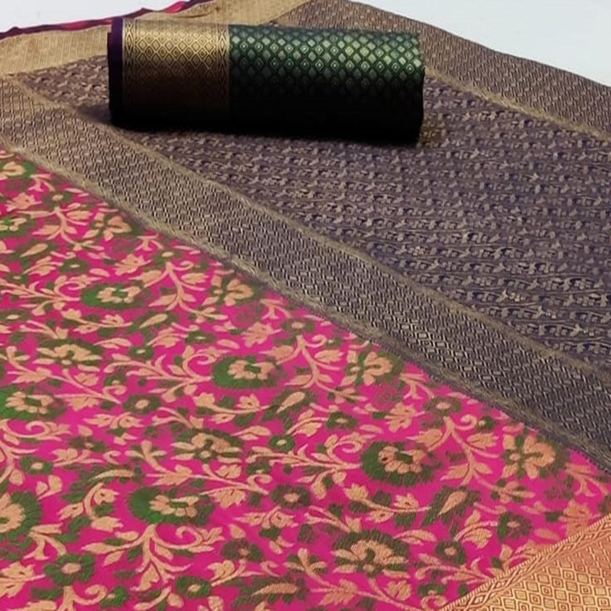 Glorious Dark Pink Colored Festive Wear Woven Patola Silk Saree - Peachmode