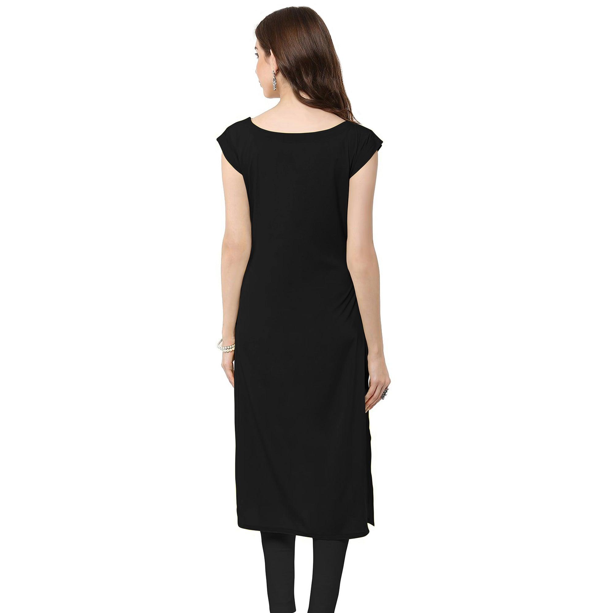 Glorious Navy Blue Colored Casual Printed Crepe Kurti - Peachmode