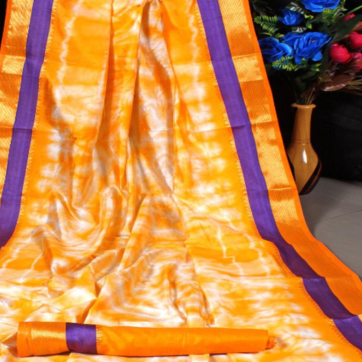 Glorious Orange Colored Festive Wear Woven Tussar Silk Saree - Peachmode