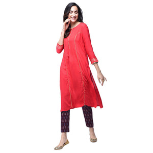 Glorious Red Colored Partywear Rayon Kurti - Peachmode