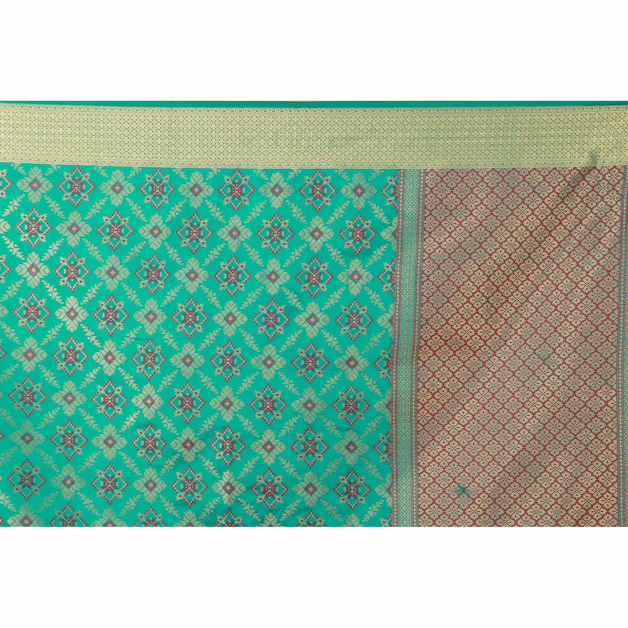 Glorious Turquoise Green Colored festive Wear silk Saree - Peachmode