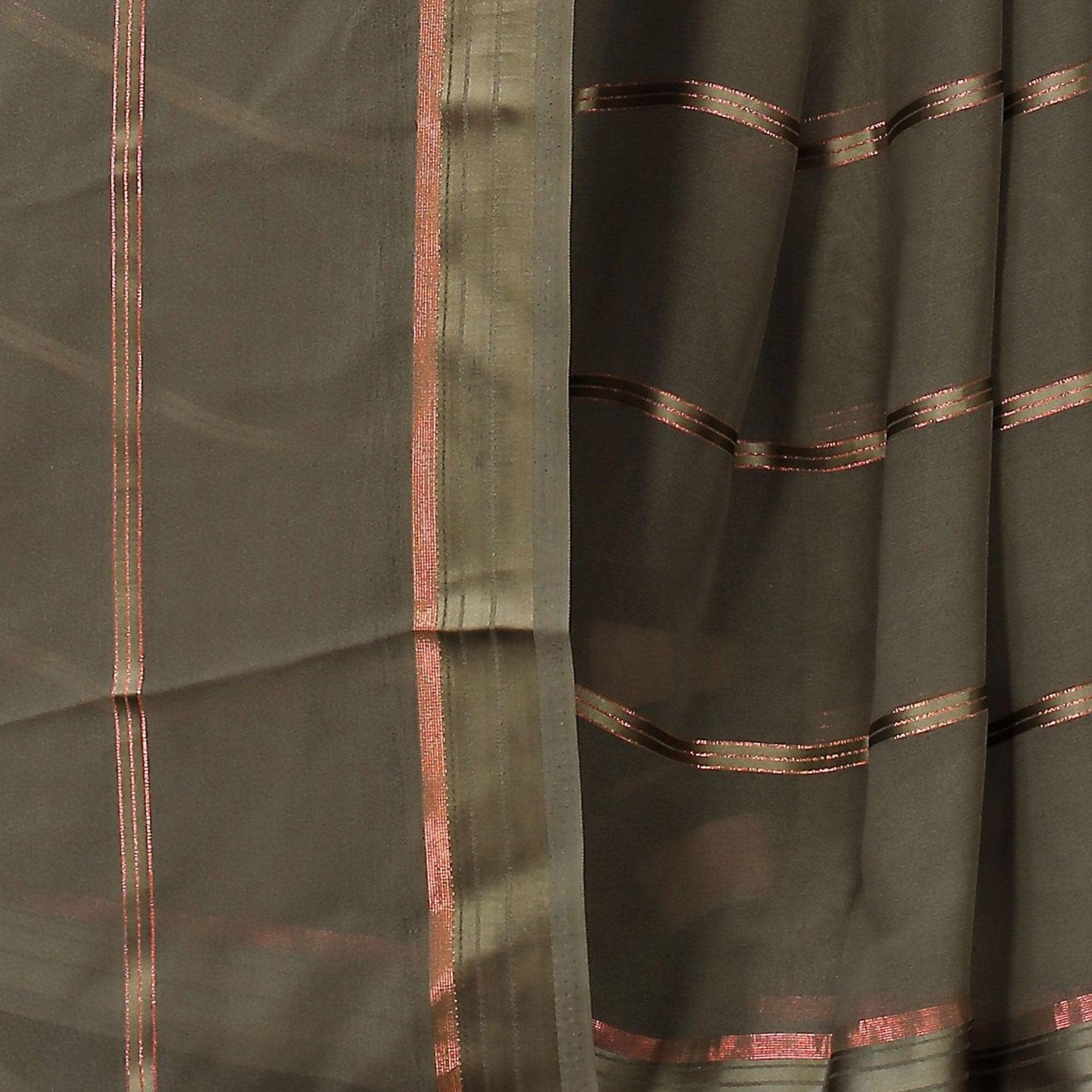 Glowing Grey Colored Casual Wear Georgette Saree - Peachmode