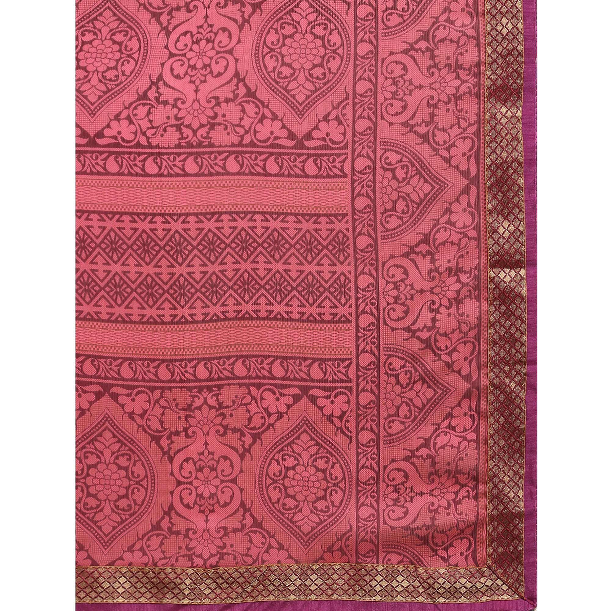 Glowing Pink Colored Partywear Printed Rangoli Silk Saree - Peachmode