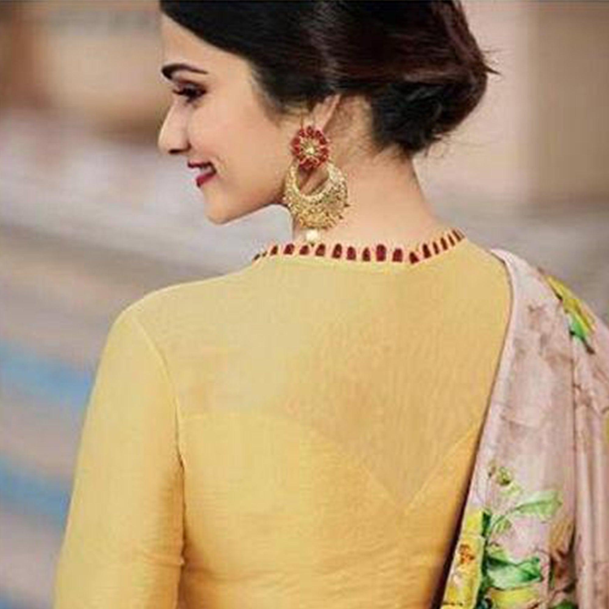 Glowing Yellow Colored Partywear Embroidered Art Silk Anarkali Suit - Peachmode