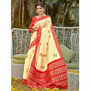 Gold Casual Wear Digital Printed Patola Silk Saree - Peachmode