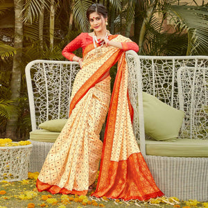 Gold Casual Wear Digital Printed Patola Silk Saree - Peachmode