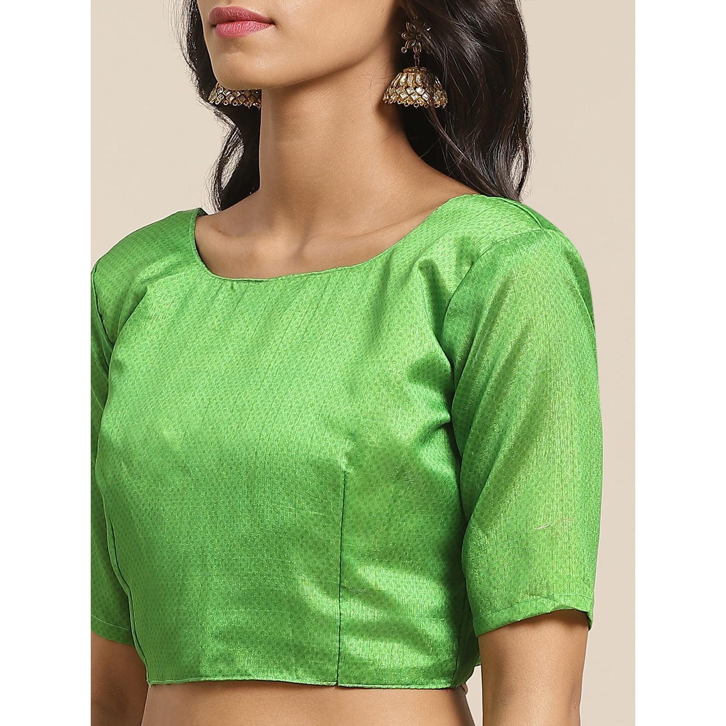 Gorgeous Green Colored Casual Wear Printed Silk Blend Saree - Peachmode