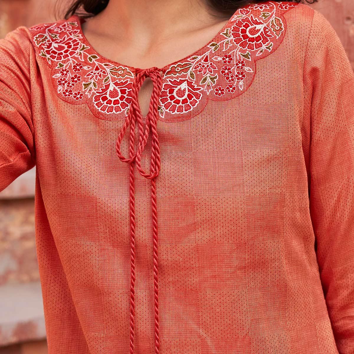 Gorgeous Grey Colored Casual Wear Embroidered Pure Cotton Kurti - Peachmode