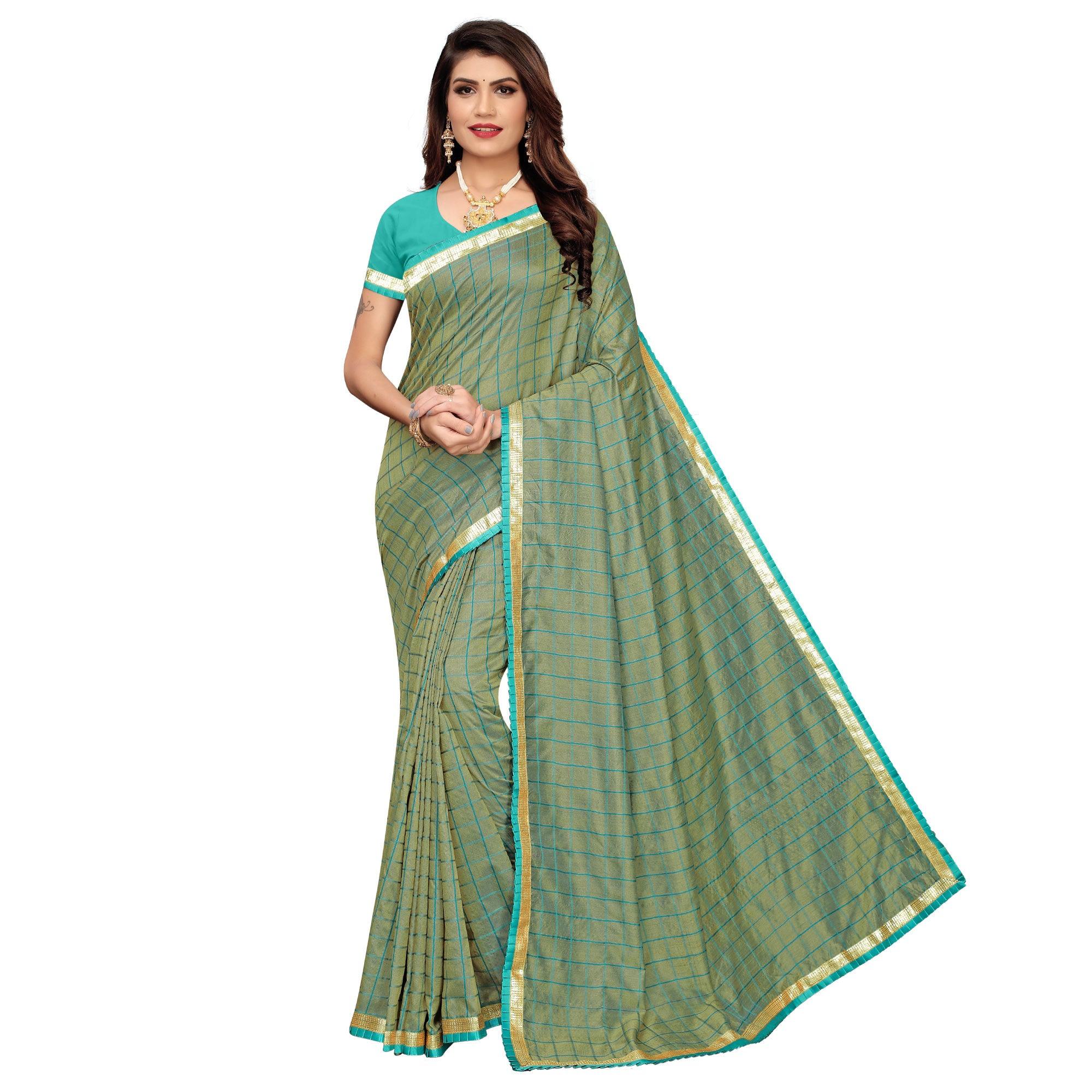 Gorgeous Greyish Green Colored Casual Wear Printed Art Silk Saree - Peachmode