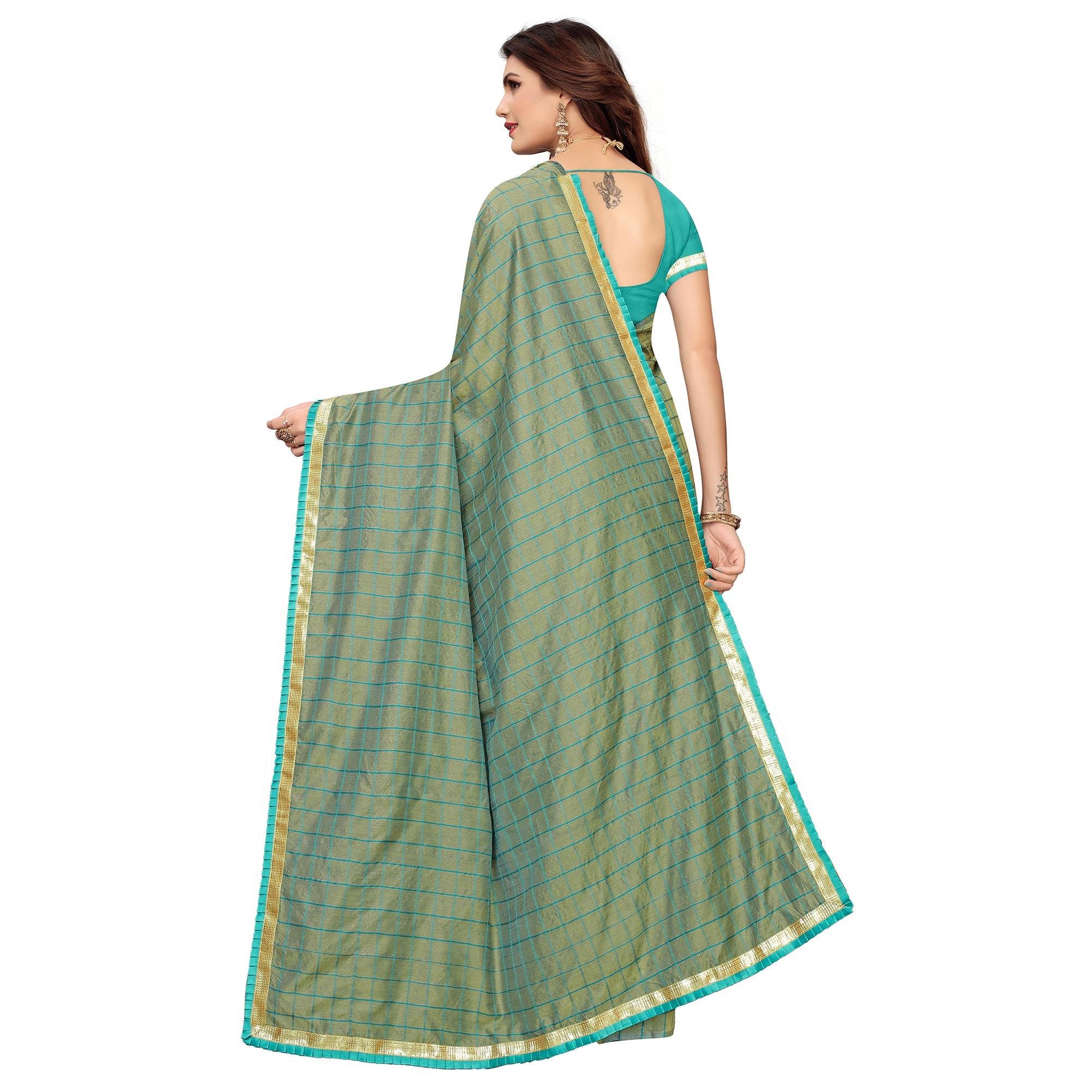 Gorgeous Greyish Green Colored Casual Wear Printed Art Silk Saree - Peachmode
